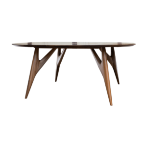 Kai table with an irregular and inviting shape, crafted entirely from solid wood with four legs